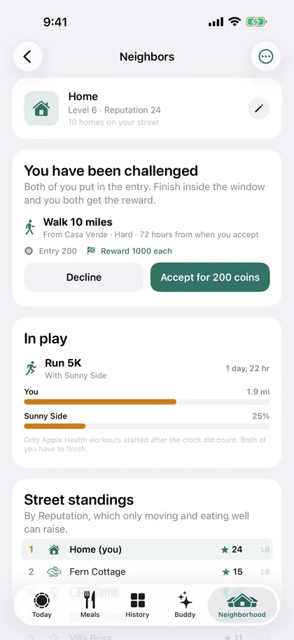 A challenge from a neighbor in Dayli: run 3 miles within the window, both win coins