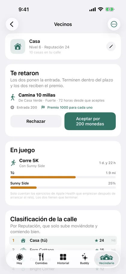 Un reto de un vecino en Dayli: correr 3 millas dentro del plazo, los dos ganan monedas